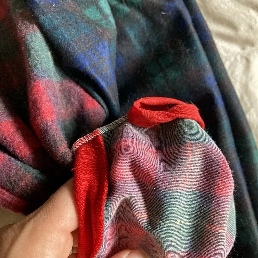 Vtg NWT Tom & Jerry Plaid Pajama Sleeper Footless Fleece Snap 18mo USA Red Green